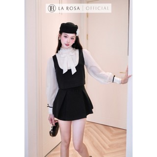  Set Tiểu Thư Mùa Thu Đông LAROSA Áo Sơ Mi Dài Tay Chất Chéo Ý Phối Tơ Đính Nơ Chân Váy Xoè Nhẹ S951 