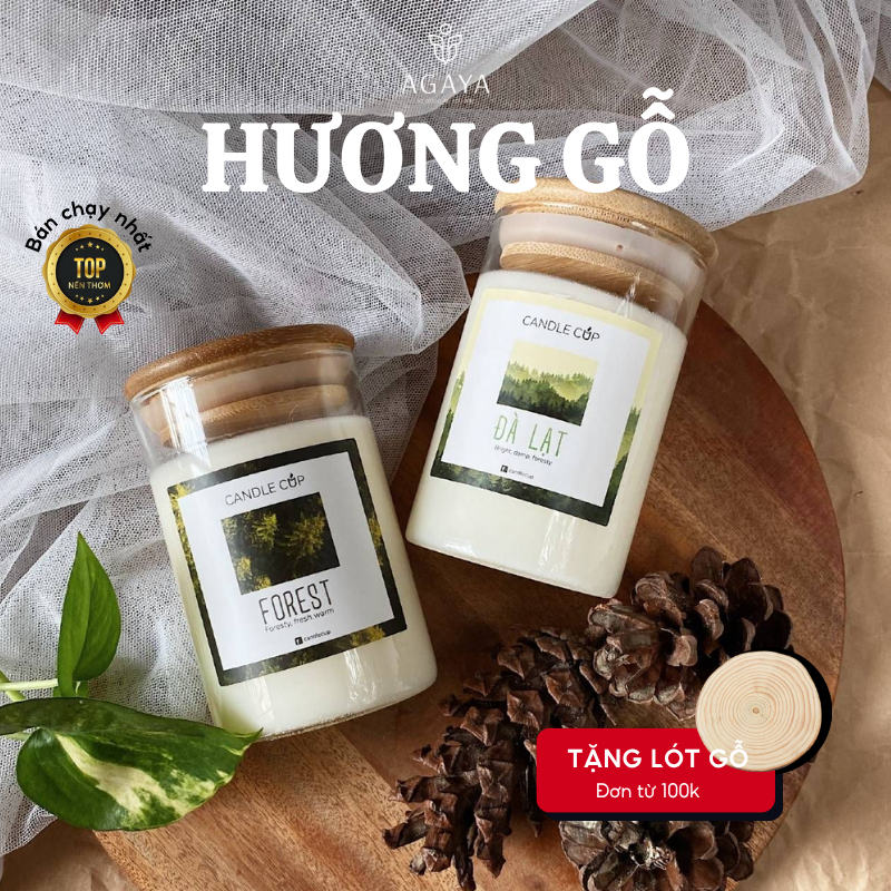 Nến Thơm Mùi Gỗ AGAYA Nến Thơm Phòng Hương Gỗ Nến Thơm Quà Tặng Sinh Nhật Giúp Thư Giãn, Giảm Stress