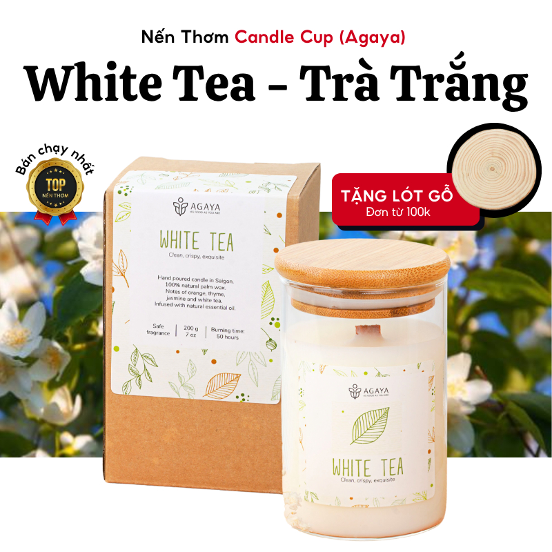 Nến Thơm AGAYA, Nến Thơm Hương Hoa Candle Cup, Trong Lành Tươi Mát Ngọt Thanh - Mùi White Tea