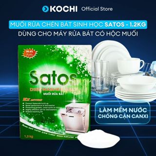 Muối Rửa Chén Bát Sinh Học Satos 1.2kg - Tinh Khiết 99.4%, Dùng Cho Máy Rửa Chén Có Hộc Muối - Làm mềm nước, loại cặn ca
