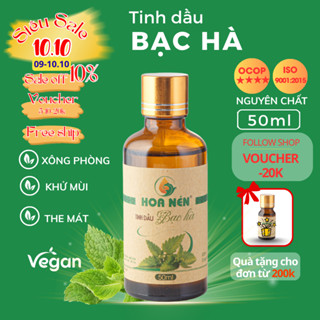Tinh dầu Bạc Hà nguyên chất - Hoa Nén - Hương thơm mát, đuổi muỗi, đuổi chuột - 50ml