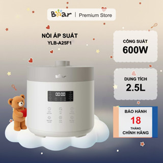 Nồi Áp Suất Đa Năng 2.5L Bear YLB-A25F1 (PC-4H25R),Bản tiếng Việt, Hẹn giờ 24 tiếng, Bảo Hành 18 Tháng, Hàng Chính Hãng