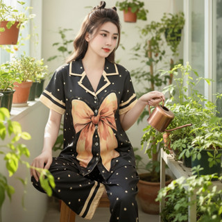 Bộ đồ mặc nhà lụa, Pijama lụa latin cao cấp tay ngắn quần dài đủ phom dáng đủ size 40-70kg