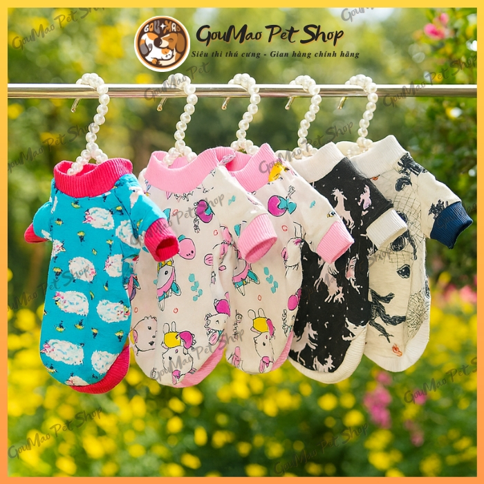 🐾 [MẪU MỚI 2025] Áo Thun Cotton Mềm Mại Cho Chó Mèo – Họa Tiết Dễ Thương 🐶🐱 | GouMao Pet Shop 🌸