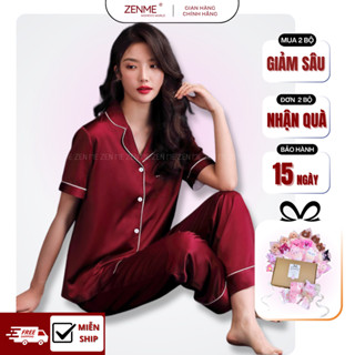 Bộ Đồ Ngủ Pijama Lụa Latin Cao Cấp ZENME Bộ Mặc Nhà Quần Dài Tay Ngắn Mềm Mịn Thoáng Mát PJD0322