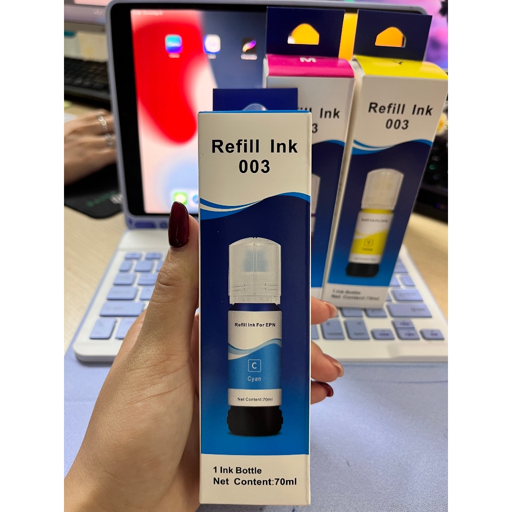 Mực In UNI Ink 003 Màu Xanh C Cho Epson L1110 L3110 L3150 L3210 L3250 L1210 L121 Sắc Nét Có VAT Mới 