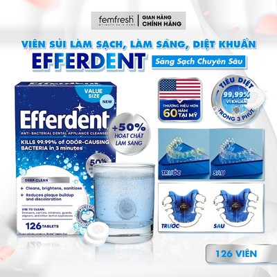 Viên sủi vệ sinh hàm duy trì và khay niềng răng Efferdent Deep Clean Denture Cleanser - 126 viên