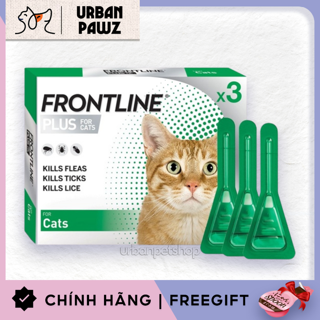 Frontline Plus Cho Mèo – Tuýp Nhỏ Gáy Phòng & Diệt Ve, Rận, Bọ Chét, Hộp 3 Tuýp 0.5ml