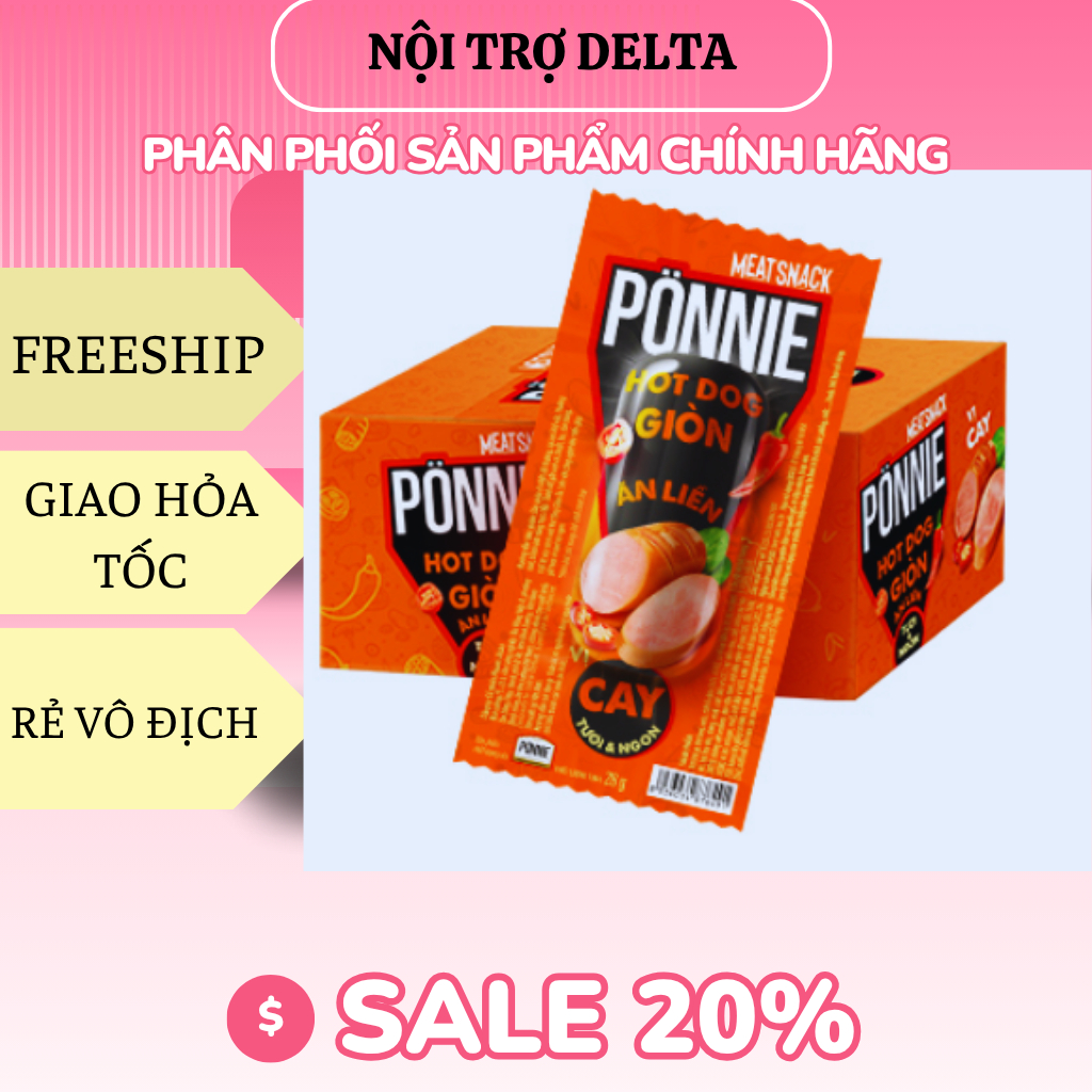 Mix vị 20 cây xúc xích hotdog Ponnie giòn ăn liền cây 28g-Xúc xích thơm ngon béo ngậy-Hàng chính hãn