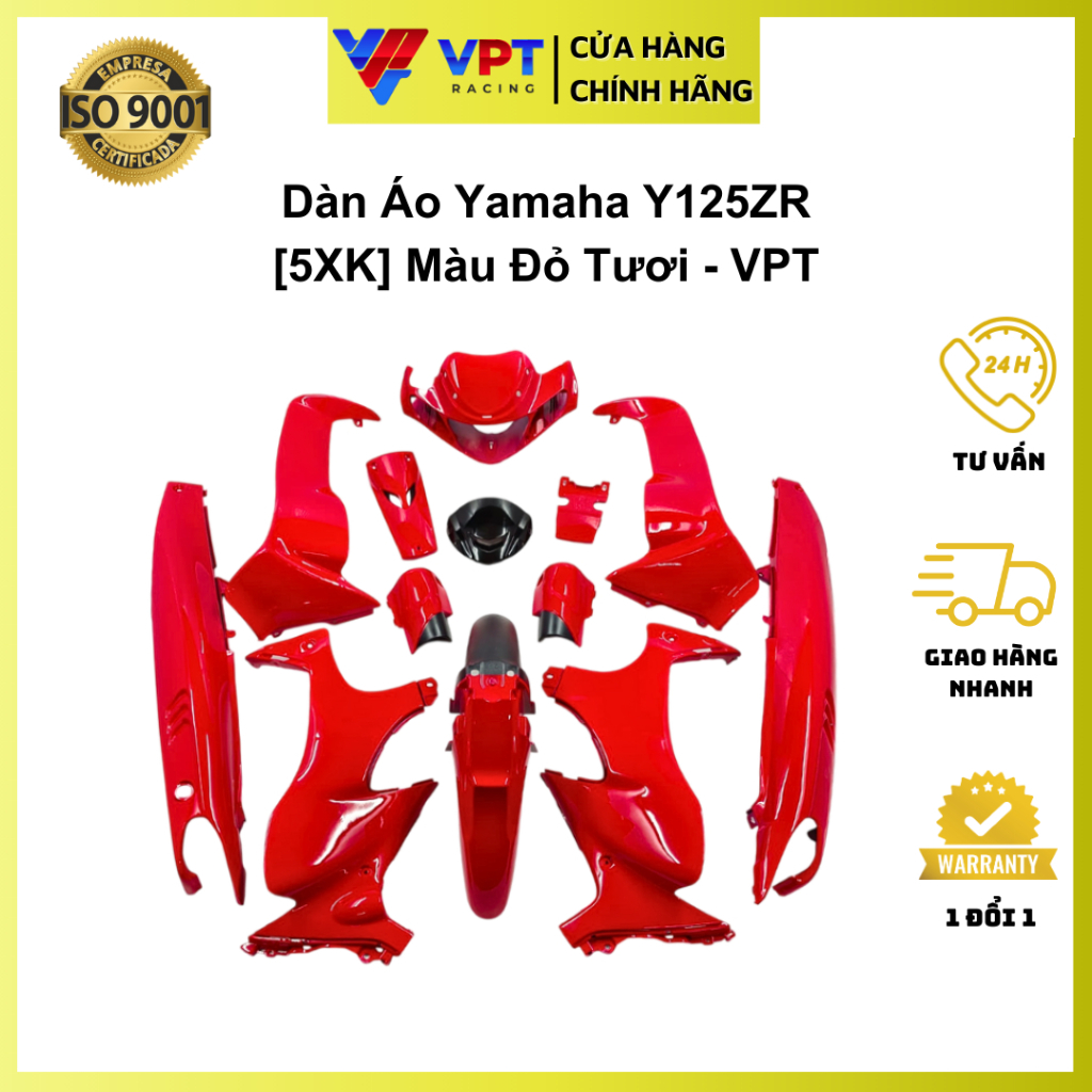 Dàn áo Yaz | Áo yaz Y125ZR đời cao đỏ tươi chính hãng VPT, Malaysia 5XK
