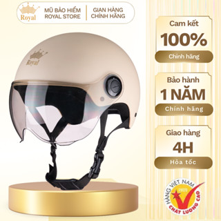 Mũ Bảo Hiểm Royal M162K Chính Hãng Có Kính Hạn Chế Tia UV, Nón Bảo Hiểm Nửa Đầu Hợp Nam Nữ Lót Kháng Khuẩn BH 12 Tháng