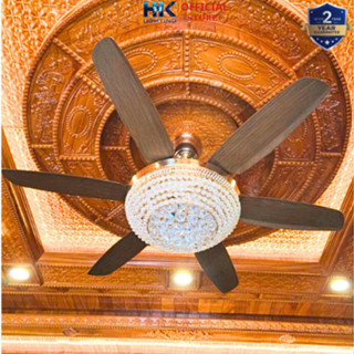 Quạt Trần Đèn 6 Cánh Chao Chùm Pha Lê K9 Cao Cấp Trang Trí Phòng Ngủ Phòng Khách 3 Chế Độ Sáng_ HK LIGHTING