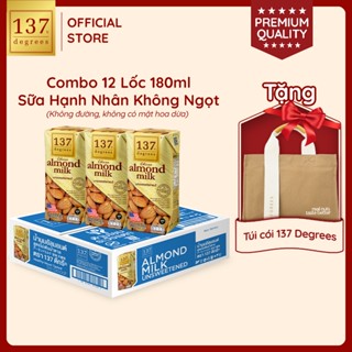 [MUA THÙNG 12 LỐC 180ML TẶNG 1 TÚI CÓI] Sữa Hạt Hạnh Nhân Không Ngọt 137 Degrees Nhập Khẩu Thái Lan