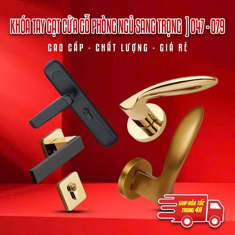 Khóa Tay Gạt Cửa Gỗ Phòng Ngủ Sang Trọng( 047 048 075 079)