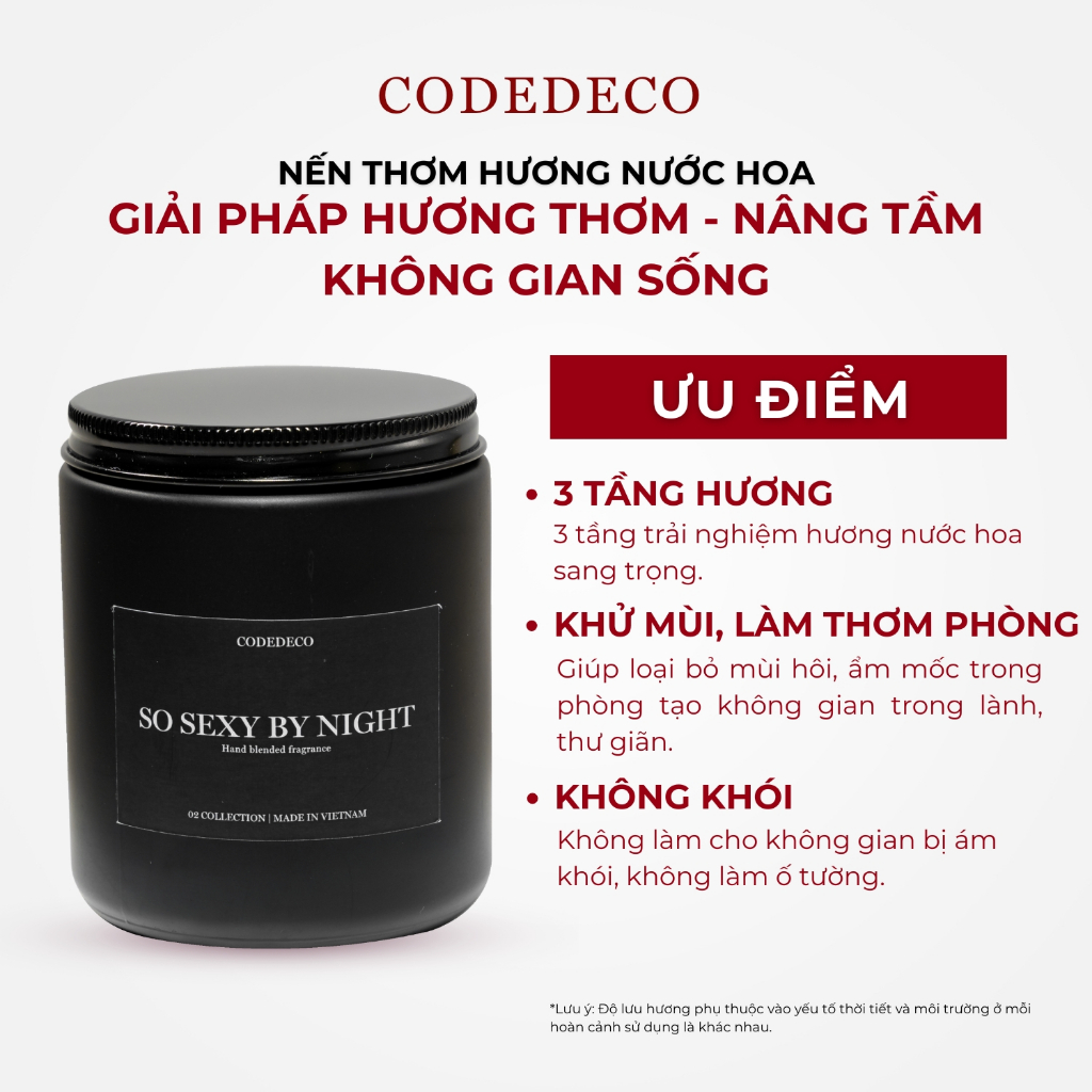Nến thơm hương nước hoa CODEDECO So Sexy By Night 105g - 205g Ngọt ngào, Ấp áp