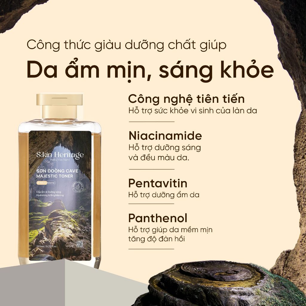 Toner cấp ẩm Sơn Đoòng dưỡng ẩm và hỗ trợ dưỡng sáng cho da dầu mụn S:kin Heritage Sử dụng 60 Lợi Khuẩn 273ml | BigBuy360 - bigbuy360.vn