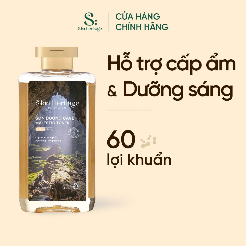 Toner cấp ẩm Sơn Đoòng dưỡng ẩm và hỗ trợ dưỡng sáng cho da dầu mụn S:kin Heritage Sử dụng 60 Lợi Khuẩn 273ml | BigBuy360 - bigbuy360.vn