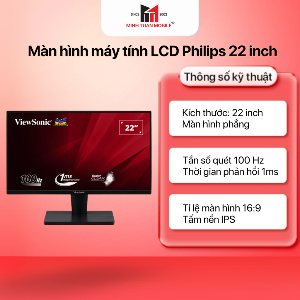 Màn Hình Máy Tính Viewsonic 22 Inch FHD VA 100Hz 1ms Chuyên Game Văn Phòng