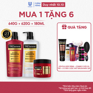 Combo Dầu Gội - Dầu Xả - Kem Ủ TRESemmé Keratin Smooth Keratinbond+Cho Tóc Vào Nếp 640g,620g,180ml 