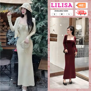  Váy bầu thiết kế đầm bầu thu đông babydoll set 2 dây trang trí hoa thêu ngực xinh xắn kèm áo khoác hot hit len tăm 