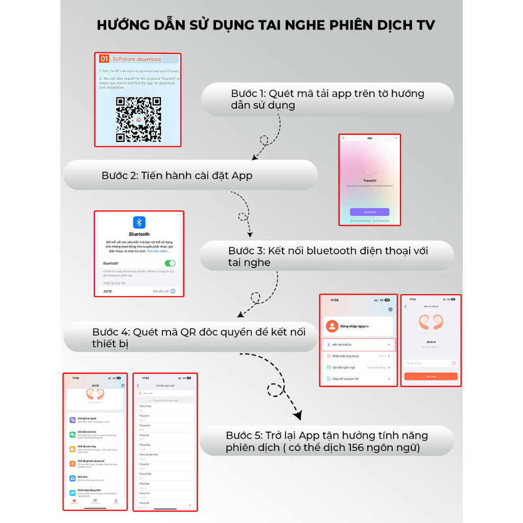 Tai Nghe Phiên Dịch Cao Cấp Bluetooth TV JM16 Màn hình cảm ứng LED Phiên Dịch AI Dịch Thông Minh âm thanh nổi HiFi | BigBuy360 - bigbuy360.vn