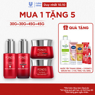 Combo 2 Serum và 2 Kem dưỡng ngày & đêm Pond's Age Miracle mờ đốm nâu, nếp nhăn với 50X Hexyl-Retinol 30G+30G+45G+45G
