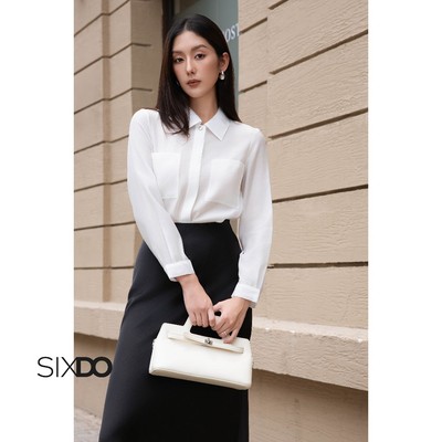 Áo tơ organza dài tay SIXDO (White Long Sleeves Organza Shirt)