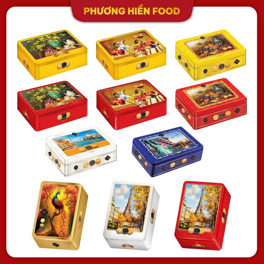 [Vfoods] Bánh quy hỗn hợp LuckySun hiệu Vfoods 350g hộp thiếc