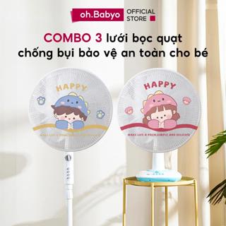 COMBO Lưới Bọc Quạt Chống Kẹp Tay An Toàn Cho Bé ohBabyo Vỏ Lưới Bọc Quạt Dây Rút Tiện Lợi