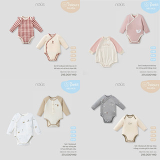  Set 2 Bodysuit Dài Tay Chất Liệu Doux Thấm Hút Cho Bé Trai Bé Gái 
