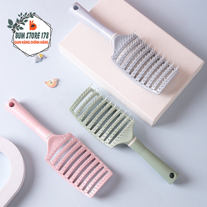 Lược Tóc Bán Nguyệt Chải Tóc Phồng Màu Pastel Dễ Thương, Lược Chải Tóc Gỡ Rối Răng Lược Mềm Mại