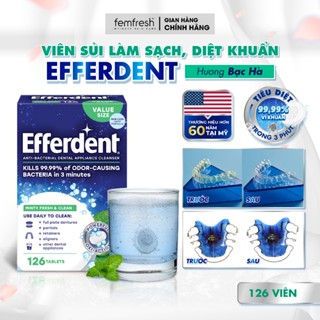 Hộp viên sủi làm sạch khay niềng răng, hàm duy trì Efferdent Minty Fresh and Clean Denture Cleanser
