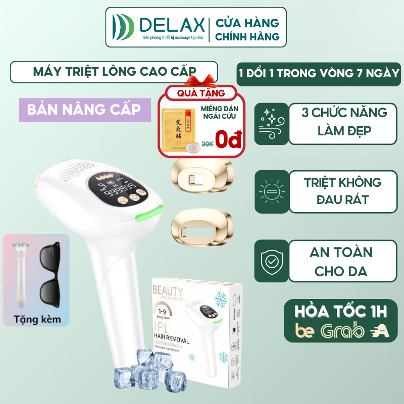  Máy Triệt Lông Cầm Tay DELAX  Tẩy Lông Toàn Thân Bằng Laser Ánh Sáng Tại Nhà Triệt Lạnh Không Gây Đau Rát 