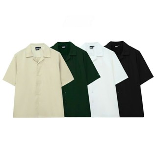 Áo Sơ Mi Tay Ngắn Cổ Vest Nam thêu chữ BOIZ form rộng chất vải cotton  lụa dày dặn mềm rũ thoáng mát oversize