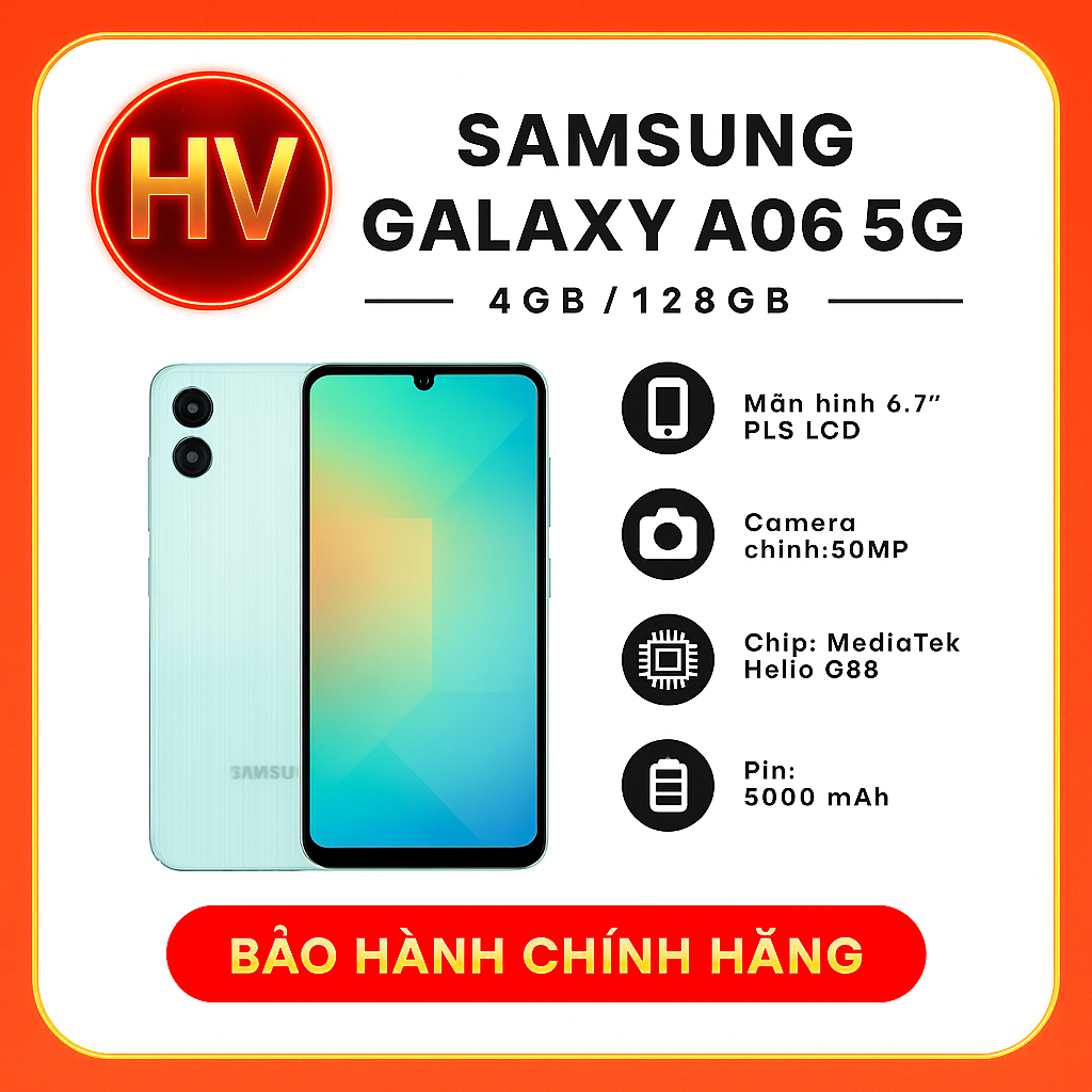 Điện thoại Samsung Galaxy A06 5G 4GB/128GB - Hàng Chính Hãng