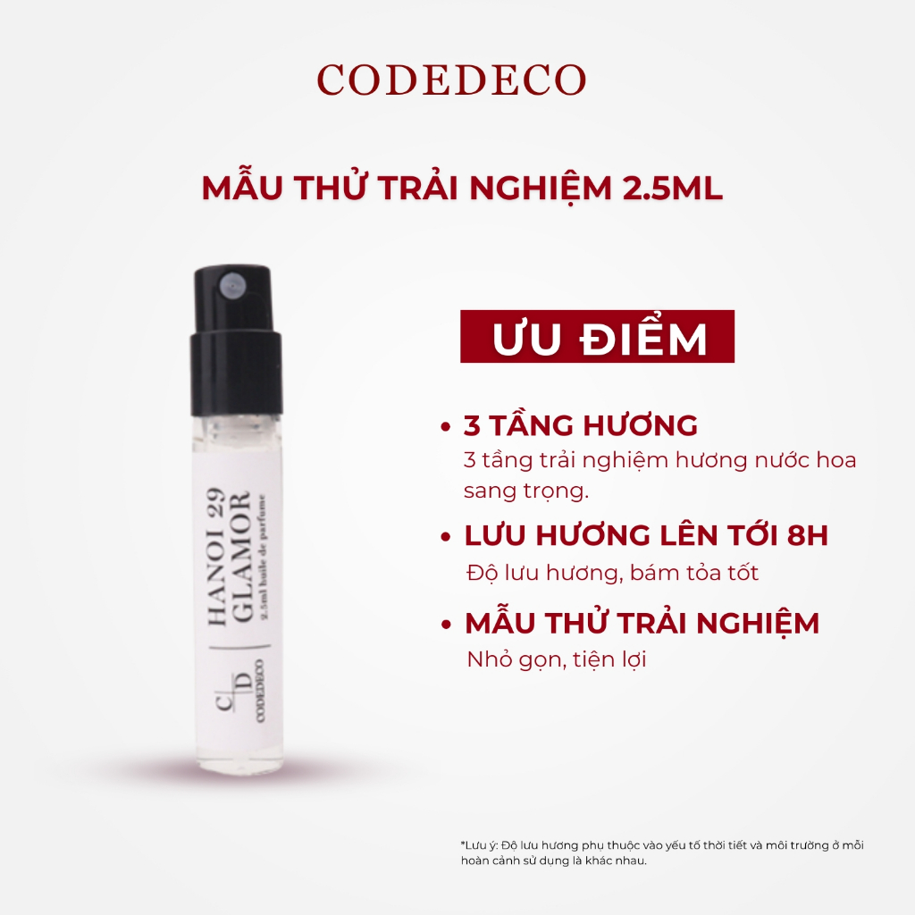 Tinh dầu thơm CODEDECO Hanoi 29 Glamor 2.5ml