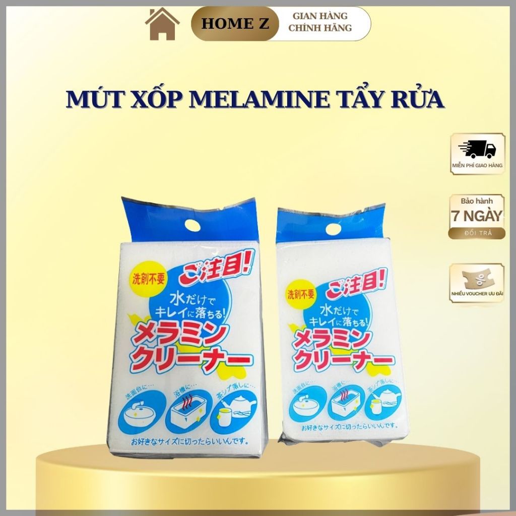 HOME Z Mút Bọt Biển Melamine Lau Chùi, Tẩy Rửa, Vệ Sinh Đa Năng - Miếng Mút Xốp