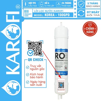 [CHÍNH HÃNG 100%] Lõi lọc nước Karofi số 4 - Màng lọc RO 100GPD Hàn Quốc, CÓ TEM KÍCH HOẠT BẢO HÀNH CHÍNH HÃNG