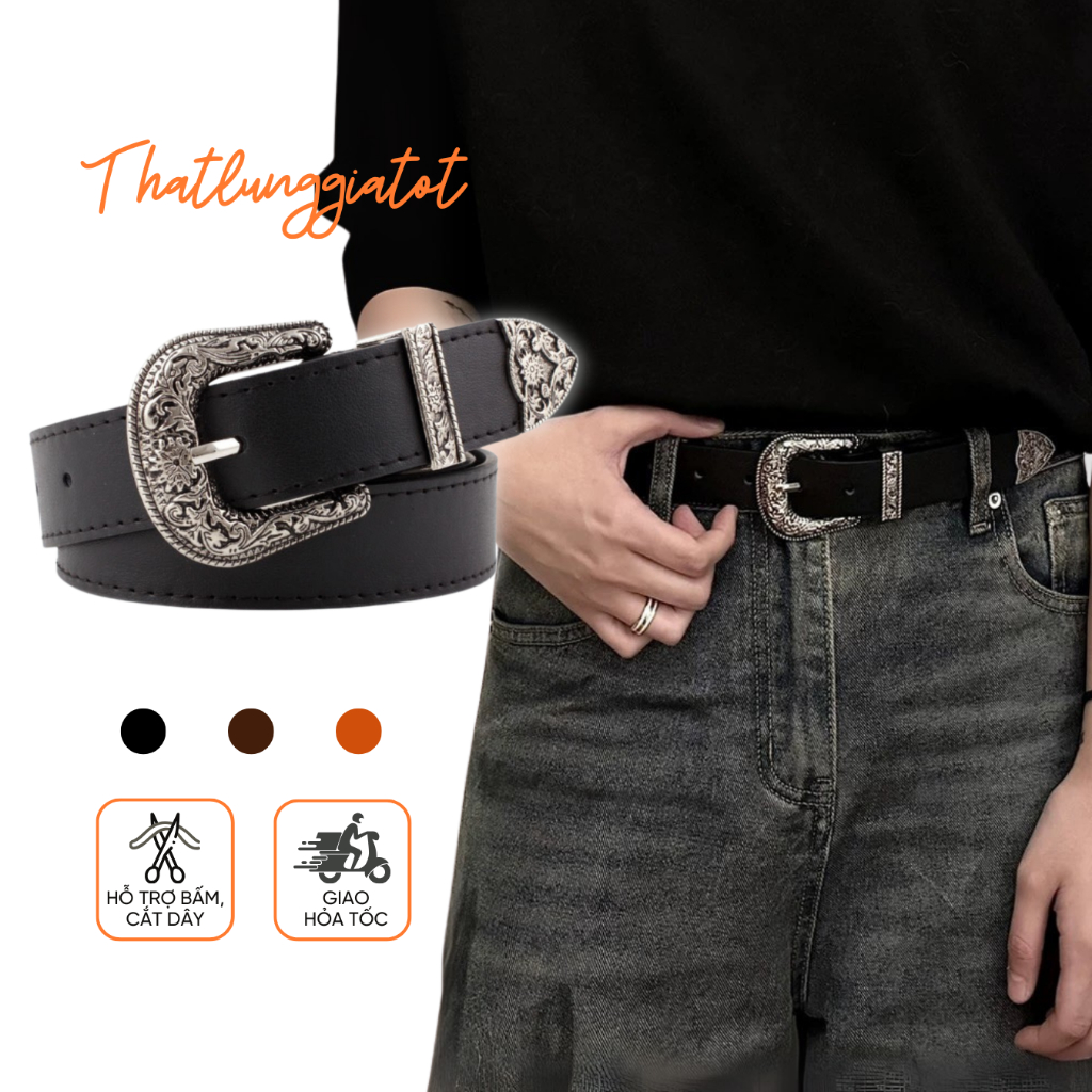 Thắt lưng y2k nam nữ phong cách vintage hoa văn cổ điển bản 2.8cm TL025 - Thắt Lưng Giá Tốt