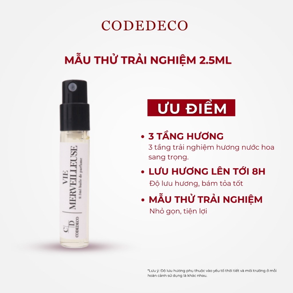 Tinh dầu nước hoa CODEDECO Vie Merveilleuse 2.5ml