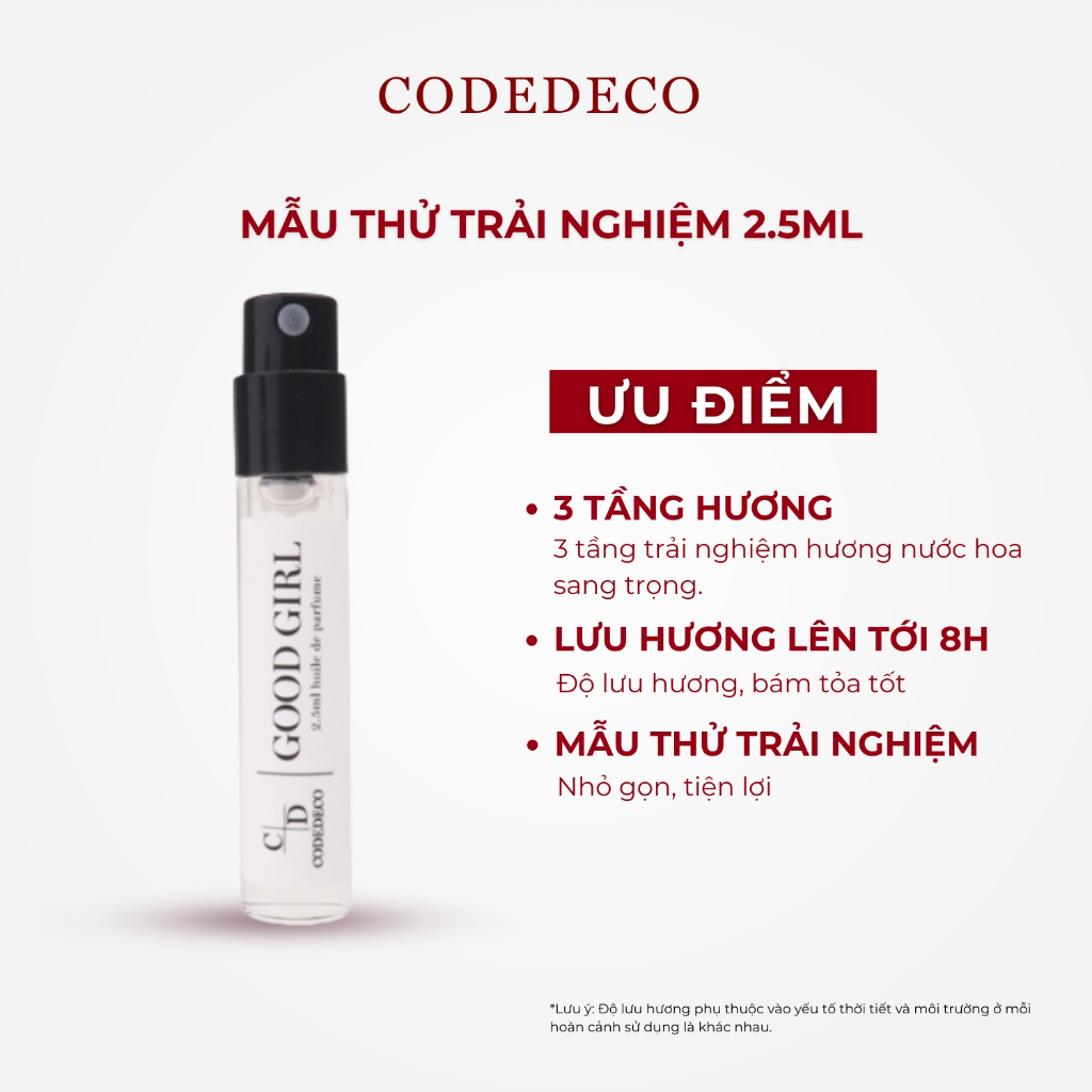 Tinh dầu thơm nước hoa CODEDECO Good Girl 2.5ml