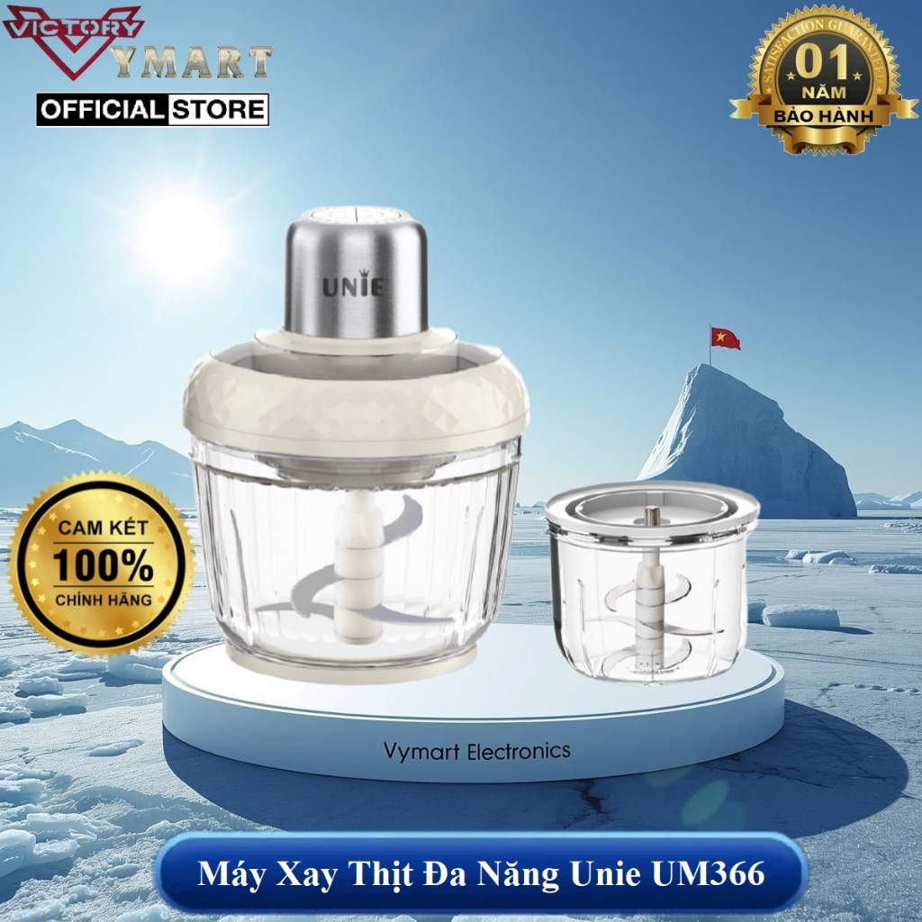 Máy Xay Thịt Đa Năng Unie UM366, 400W, 2 Cối Thủy Tinh, Chế Độ Tự Ngắt An Toàn, Bảo Hành 12 Tháng