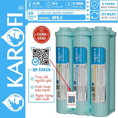 [CHÍNH HÃNG 100%] Bộ lõi lọc nước Karofi Smax hiệu suất cao HP 6.2, CÓ TEM KÍCH HOẠT BẢO HÀNH CHÍNH HÃNG