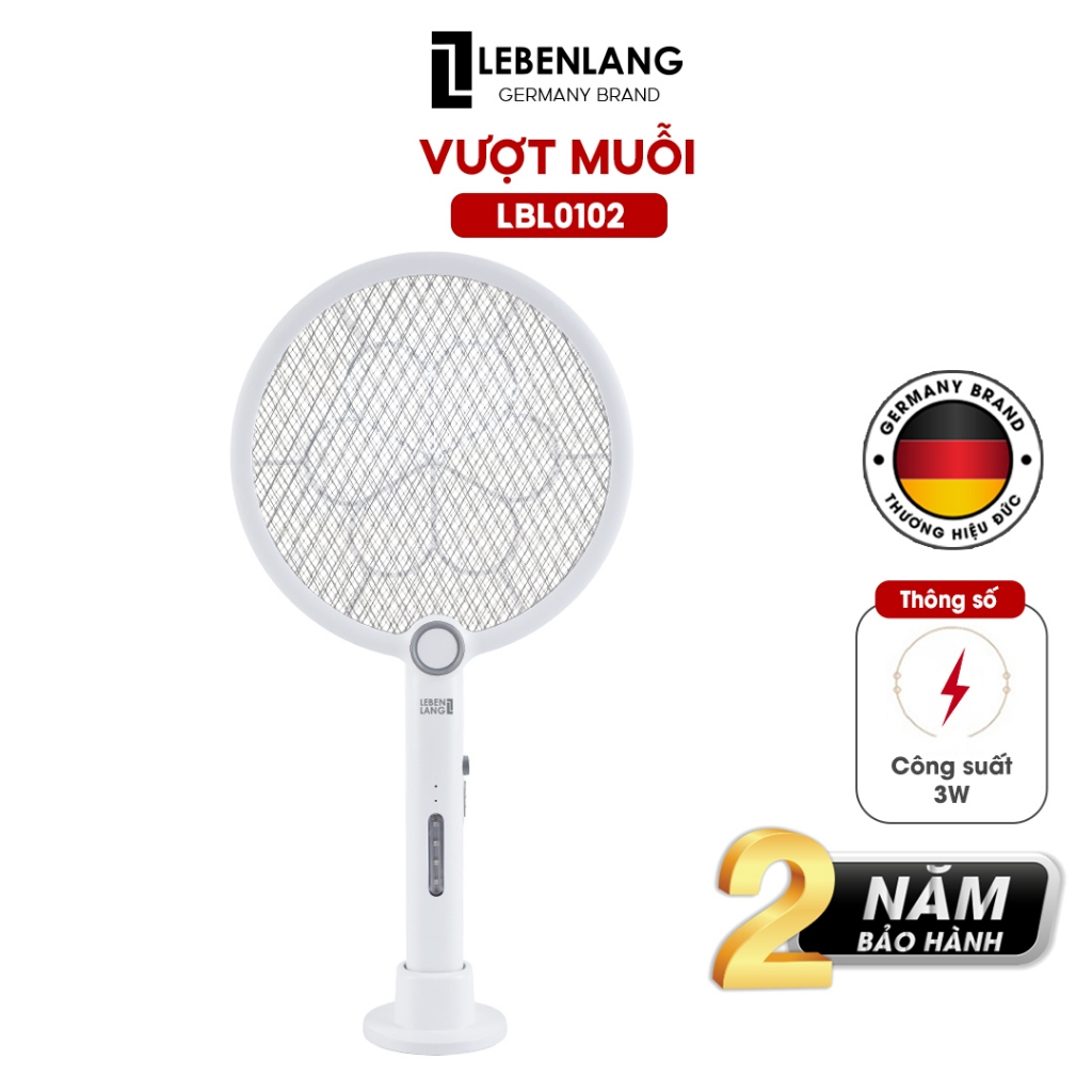 Vợt muỗi điện Lebenlang LBL0102, đèn bắt muỗi 2in1 tự động,3W,an toàn khi sử dụng,tặng đập côn trùng