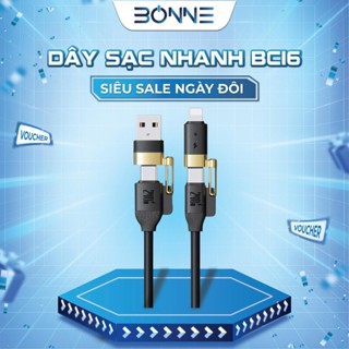 Dây Sạc Nhanh BC16 4in1 Công Suất 240W By Bonne TECHLONOGIQUE Chống Rối Sạc Điện Thoại & Máy Tính Bảo Hành 12 Tháng