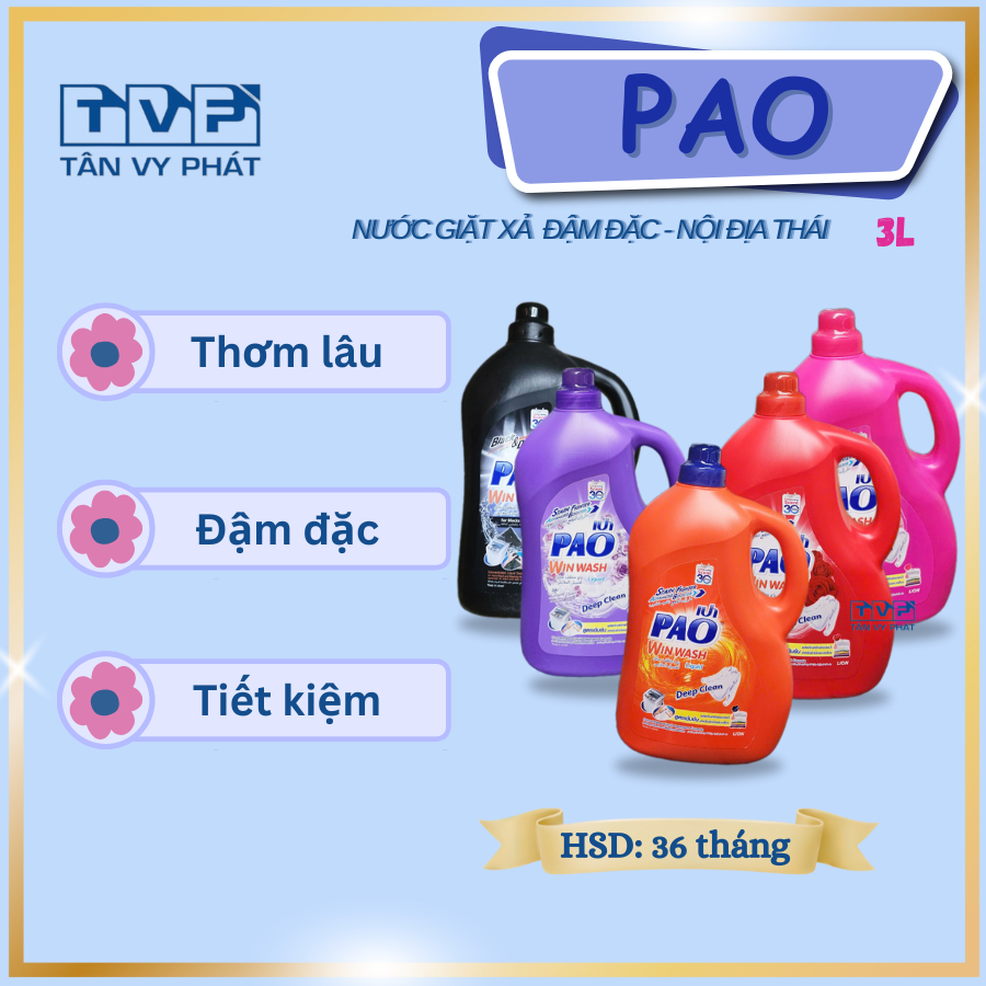 Nước Giặt Xả PAO 3000 ml – Đậm Đặc 2‑in‑1 • Siêu Sạch & Thơm Lâu • Hàng Nội Địa Thái✨