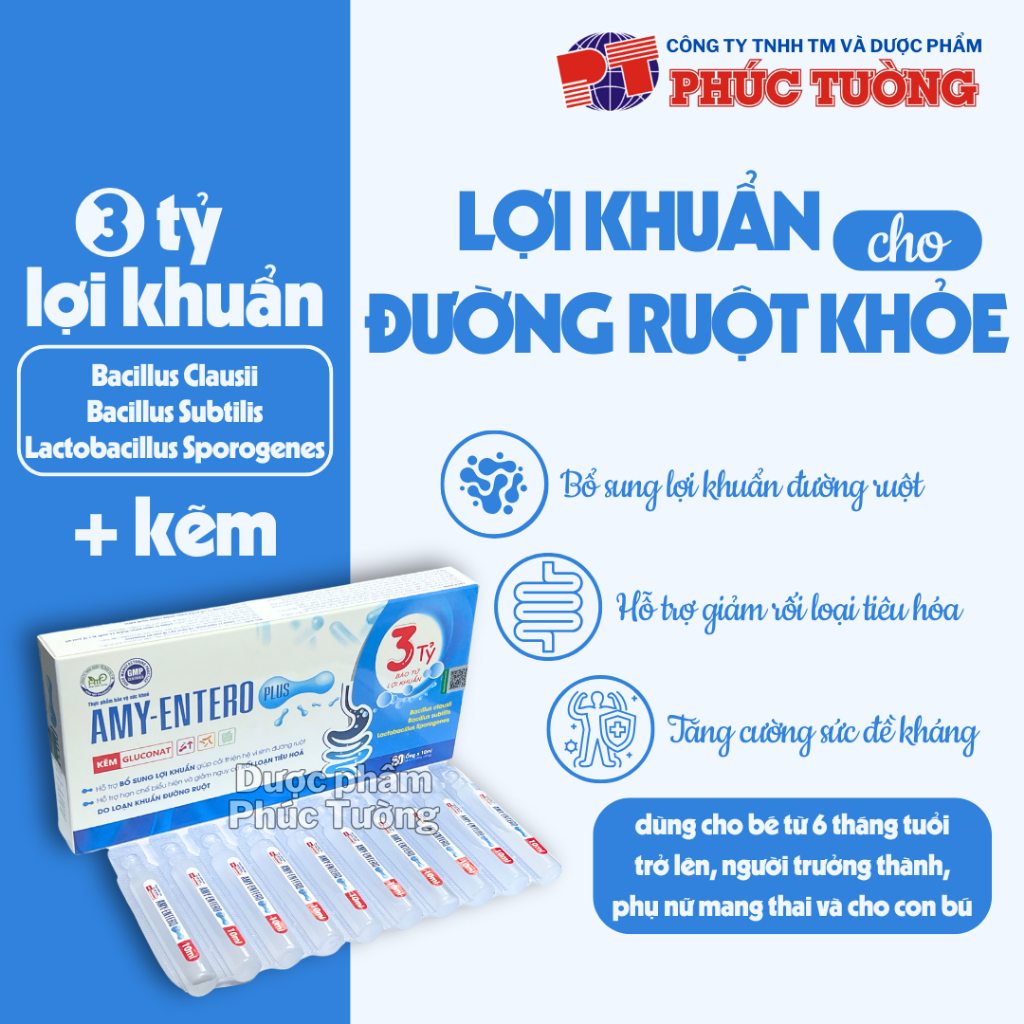 Amy-Entero Plus (New) bổ sung ba tỷ lợi khuẩn, hỗ trợ hạn chế rối loạn tiêu hóa