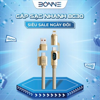 Cáp Sạc Nhanh BC30 ( Dài 2 Mét ) 4in1 Công Suất 240W Chính Hãng By Bonne TECHNOLOGIQUE Hỗ Trợ CarPlay, Bảo Hành 12T
