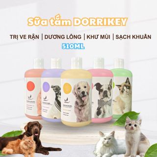 Sữa tắm cho chó mèo Dorrikey 510ml trị ve rận nấm ngứa, dưỡng mượt lông, lưu hương lâu cho thú cưng