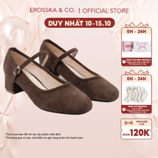 Erosska - Giày cao gót mũi tròn kiểu dáng đơn giản thanh lịch cao 4cm màu nâu - EP024